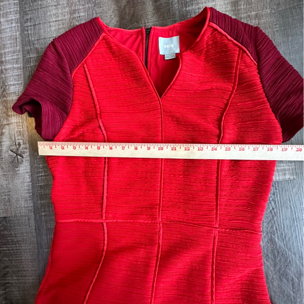 Anthropologie Maeve Dress Women’s 14 Red Eunoia Colorblock Ribbed Pencil Dress - Picture 7 of 10